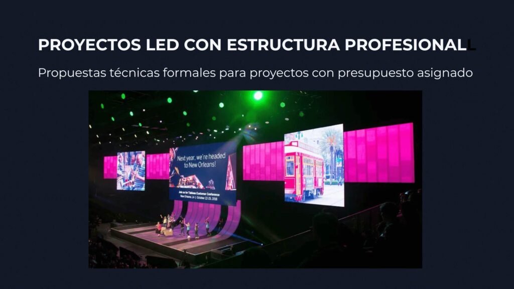 Propuesta técnica profesional de pantalla LED para proyecto con presupuesto asignado